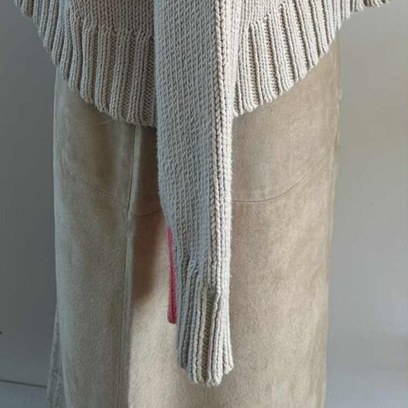 LISA TODD Pale Café-au-Lait Cotton-Blend Heart Intarsia Crewneck Sweater - US S - Picture 7 of 12